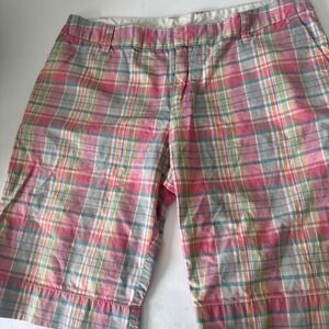 Gap Plaid Bermuda Shorts‎ Casual Everyday Cotton Blend Pink Blue Size 8